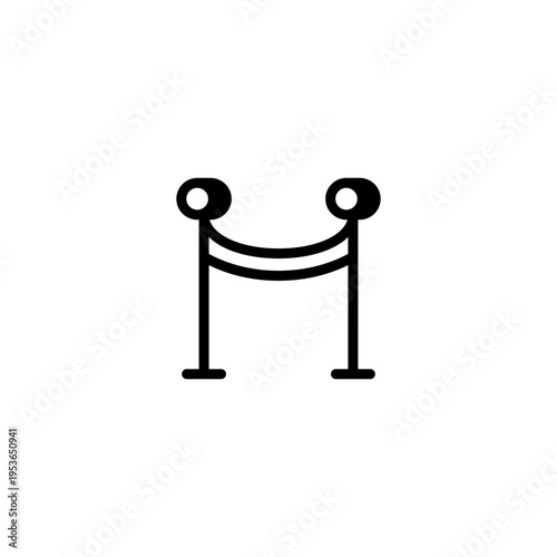 Queue barrier rope. Crowd control stanchion vector