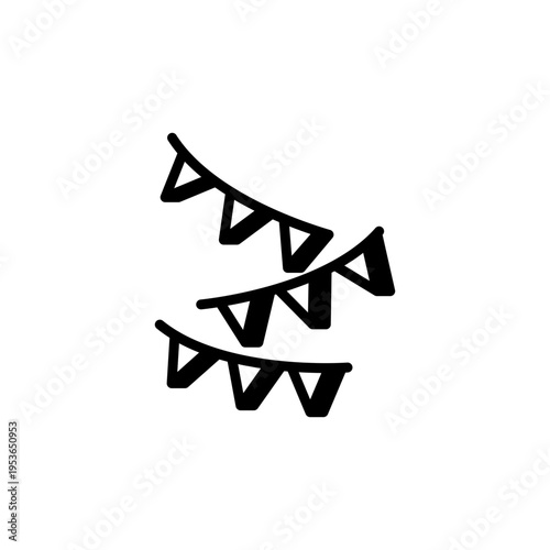 Party flags garland. Celebration decoration vector icon.