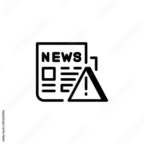 News with warning symbol. Alert and media information vector icon.