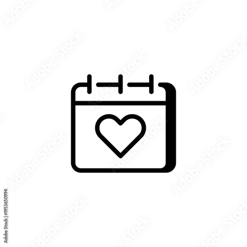 Calendar with heart. Event planning and special date concept vector icon.
