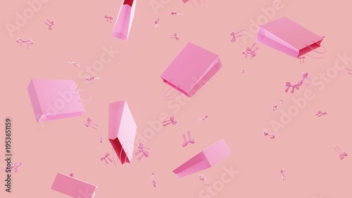 Фотография Horizontal 3D shopping sale discount summer pink girly background copyspace bann