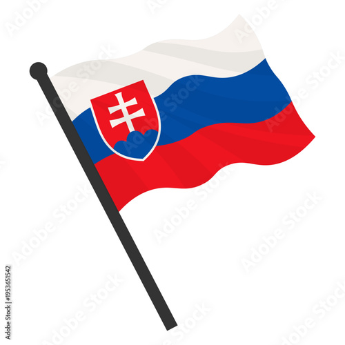 Vector realistic illustration of Slovakia flags on white background