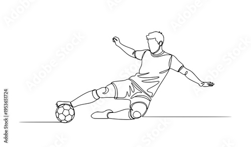 Minimal soccer player sliding tackle defense action vector illustration