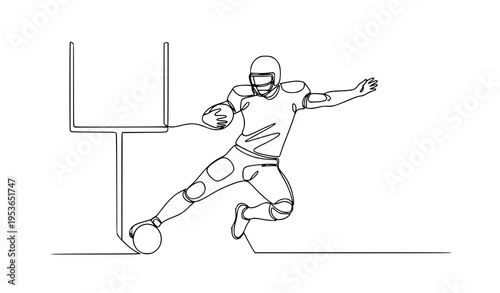 Continuous one line drawing football defender sliding tackle sport vector illustration