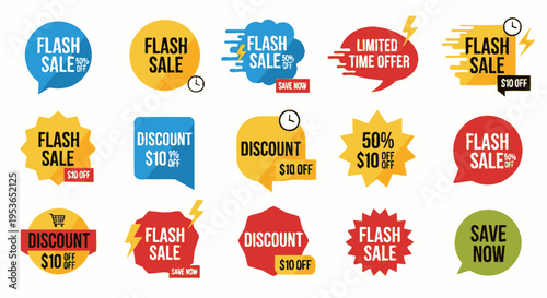 Discount Flash Sale Sign Labels.