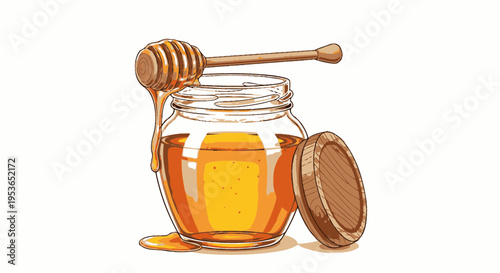 Honey in a glass jar.