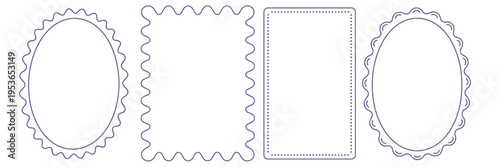 Four decorative borders with different shapes and patterns in a simple line style line simple