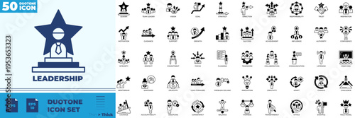 Leadership Duotone Editable Icons set