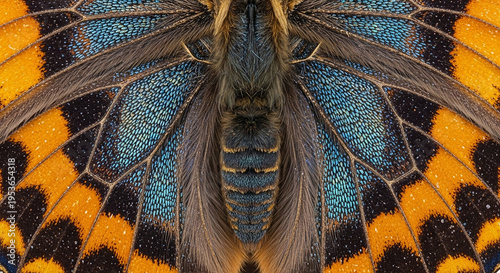 Tableau sur toile A close-up view of a butterfly's vibrant wings showcasing its intricate patterns
