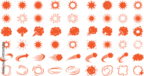 Comic Book Action Effects Pack – Explosions, Cracks, Shattered Glass, Fire Flames & Speed Lines Vector Graphics