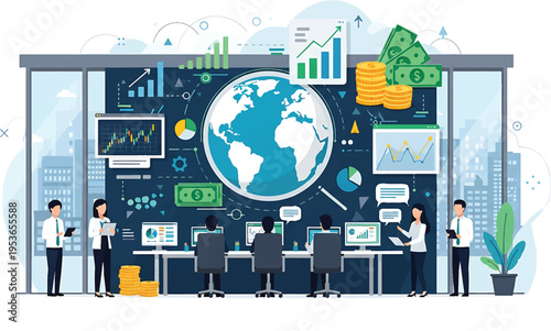 Global Business Operations with Data Analysis and Financial Growth.