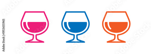 colorful brandy glass icons representing different drink options in a simple graphic style