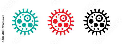 Three stylized icons representing a biological cell