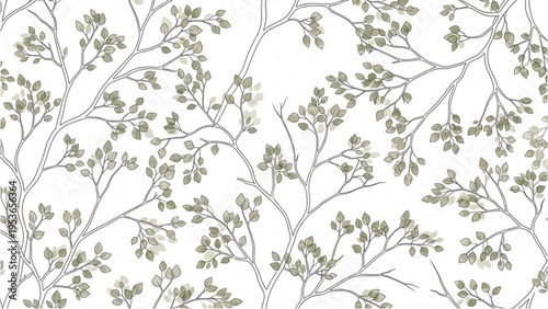 Leaves and branches are depicted on a white background in illustration