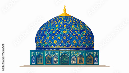 Blue Dome Mosque Architecture Closeup.