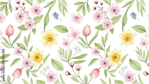 Vibrant flowers and leaves are scattered across a plain surface in a beautiful arrangement.