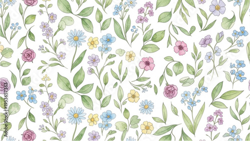 Vibrant flowers and leaves create a colorful floral pattern on fabric.
