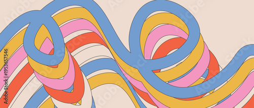 Retro abstract lines background, retro style banner, retro waves