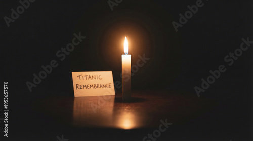 A warm yellow flame glows and titanic remembance against a dark black background, providing a flickering light for a holiday celebration or religious church decoration in the night darkness