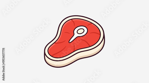 Raw Steak Meat Cut Flat Vector Icon
