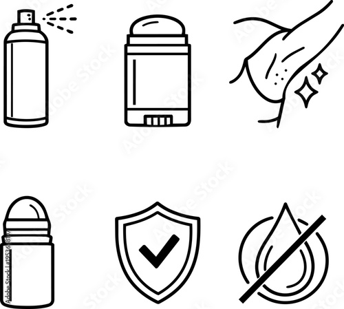 Sweating hydration body heat temperature line icons. Vector
