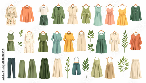 Collection of various colorful clothing items.