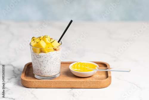 Wallpaper Mural Chia pudding with Mango and Granola in Glass Torontodigital.ca