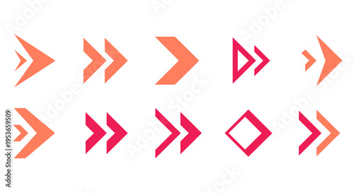Ten various right arrow icons depict forward movement and direction, set against a clean white backdrop, enhancing the graphic's modern and minimalist appeal.