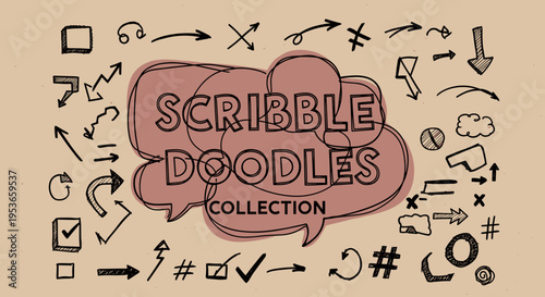 Playful hand-drawn doodle set on craft paper, ideal for adding a creative and unique touch to presentations, social media, or design projects, enhancing creativity and visual appeal.