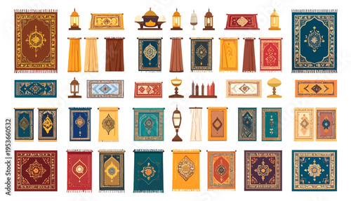 Collection of various prayer mats.