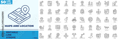 Maps And Location Line Editable Icons set