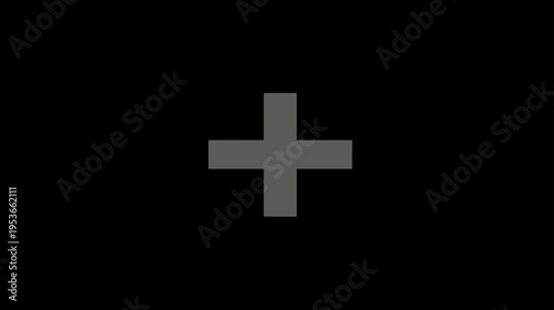 Dark Grey Plus Sign Symbol on Black Background - Addition, Positive, Medical Cross Icon, Graphic Element