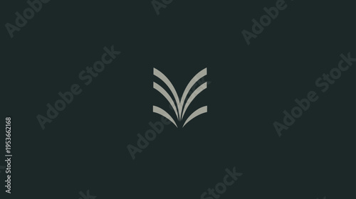Elegant abstract minimalist icon resembling leaves, feathers, or a flame. Modern organic growth symbol on a dark background.