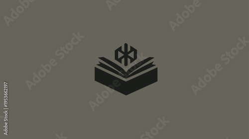 Abstract Open Book Icon with Geometric Symbol. Modern knowledge, learning, wisdom, digital education, and technology concept.