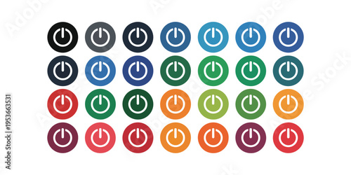 Power on/off button icon, vector illustration of a universal standby and shutdown symbol, clean flat and outline design for electronic devices, apps, and user interface controls