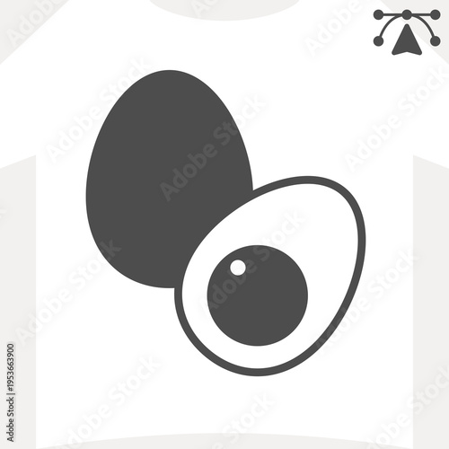 Two eggs solid icon, poultry food concept. Vector graphics. Whole and half boiled egg sign and editable stroke, glyph style icon for mobile or web design.