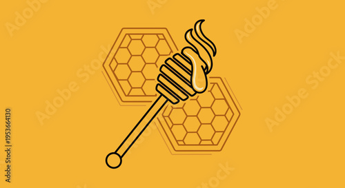 Honey Dipper with Honeycomb Design.