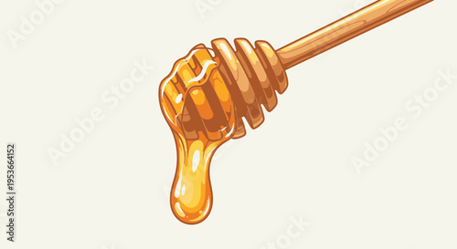Honey dripping from wooden honey dipper 5.