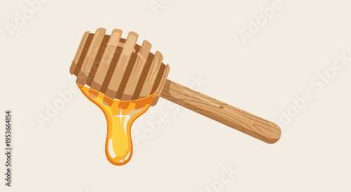 Honey dripping from wooden honey dipper 6.