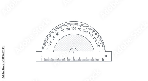 Protractor with degree measurements marked.