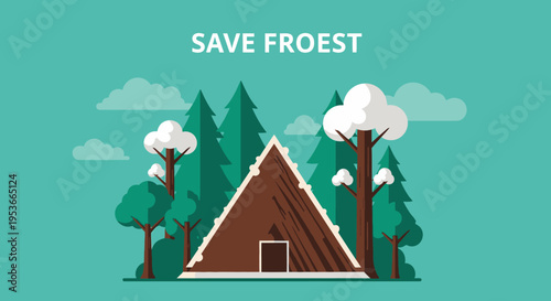 Brown A Frame Wooden House Cabin.