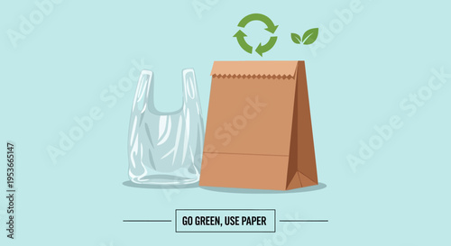 Brown paper bag and plastic bags.