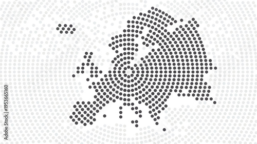 Europe Map Radial Dot Pattern Vector Illustration with Global Network Communication Concept
