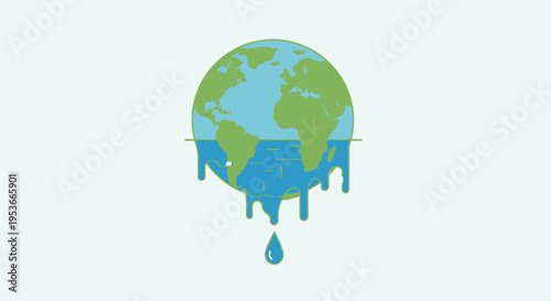 Earth with dripping melting ice caps.