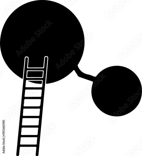 Ladder Leaning Against Planet silhouette vector illustration