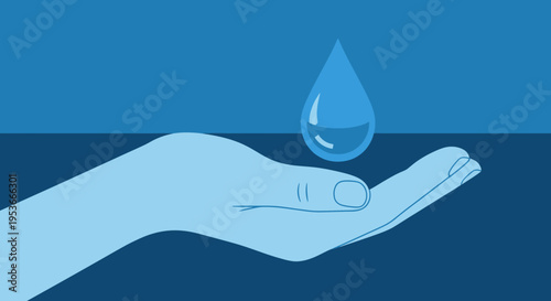 Hand holding a single water drop 1.