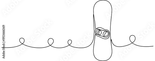 Skateboard deck with wheels on continuous line over white background, none editable strokes