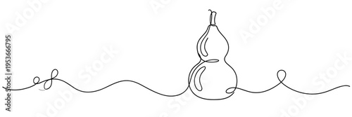 Gourd resting on continuous line across white background, none editable strokes