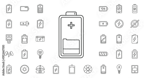 Battery Icon With Plus Sign.