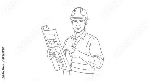Construction worker with clipboard and pen.